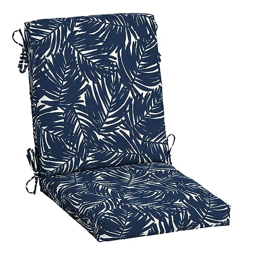 Arden earthFIBER Outdoor Dining Chair Cushion, 20 x 20, Rain-Proof, Fade Resistant, Navy Blue King Palm - color: Navy Blue King Palm, size: 1 Pack, style: Polyfill