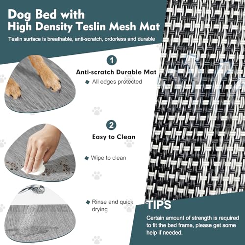 Upgraded Elevated Dog Bed with Canopy, Portable Raised Outdoor Dog Bed with Stable Anti-Slip Feet, Wider Shade Pet Bed Cot, Raised Dog Beds for Large Dogs Camping, Indoor & Outdoor Use - color: Dog Canopy-Black & Grey, size: 42.0"L x 30.0"W x 33.0"Th