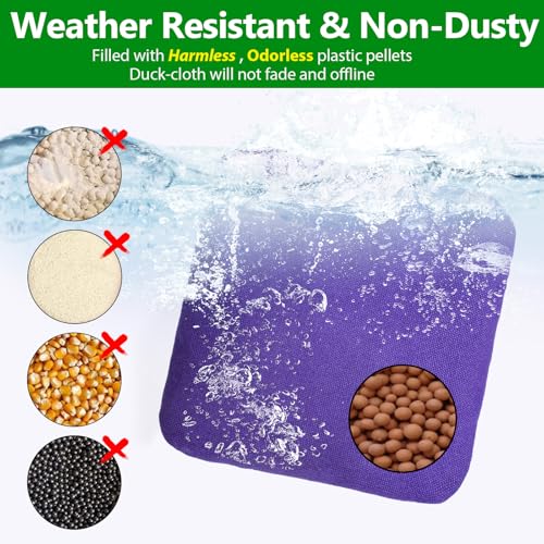 EunHo Cornhole Bags Set of 8 Regulation Size & Weight Corn Hole Bean Bags Official Professional All Weather for Tossing Game with Carry Case - color: Black/Purple