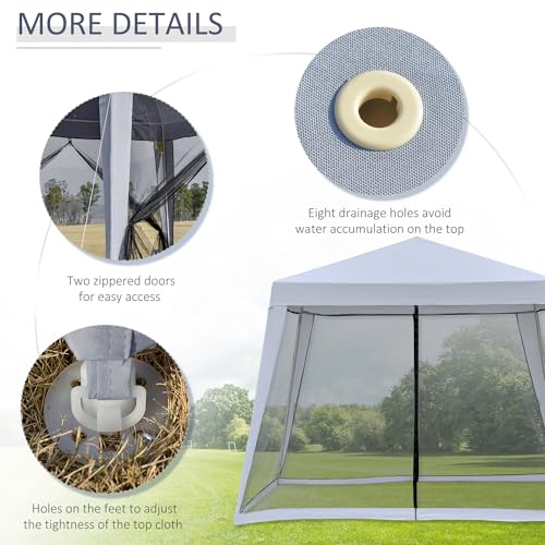Outsunny 10'x10' Outdoor Canopy Tent, Slant Leg Sun Shelter with Mesh Sidewalls, Patio Tents for Parties, Grey - color: Gray