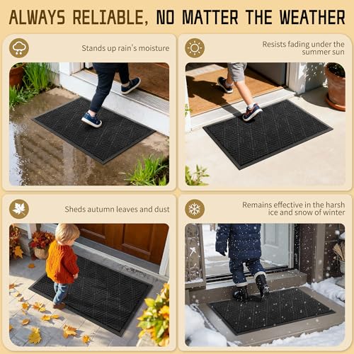 Yimobra Extra Large Door Mat 60x36, All-Weather Waterproof Non-Slip Welcome Matt Outdoor, Heavy Duty Non Slip Doormat for Entryway for Patio and Garage Indoor, Easy Clean, Black - color: Black, size: 60x36 Inch