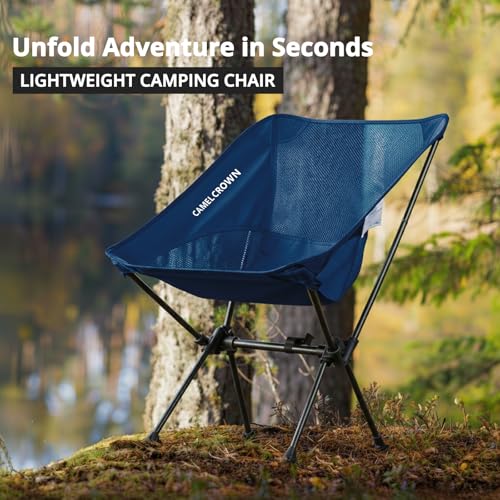 CAMEL CROWN Camping Chair Heavy Duty Backpacking Chair - Ultra-Light Folding Chair with Carry Bag, Portable Compact for Outdoor, Lawn, Hiking, Beach, Picnic - color: Navy Blue, size: 1 Pack