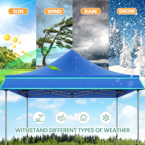 COBIZI 10x10 Pop up Heavy Duty Canopy Tent, Commercial Instant Canopies with Sturdy Awning, Outdoor Canopies for Market, Event, Blue - color: Blue, size: 10x10FT with 3 Sidewalls & 1 Awning Cloth