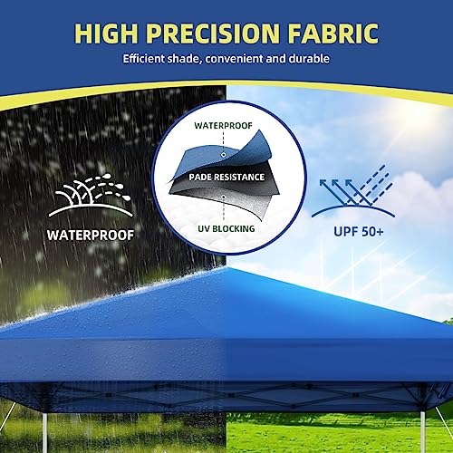 10x10 Pop Up Canopy Tent, Outdoor Instant Sun Shelter - Blue, Included 1 x Rolling Storage Wheeled Bag, 4 x Guylines, 8 x Stakes - color: Basic Blue