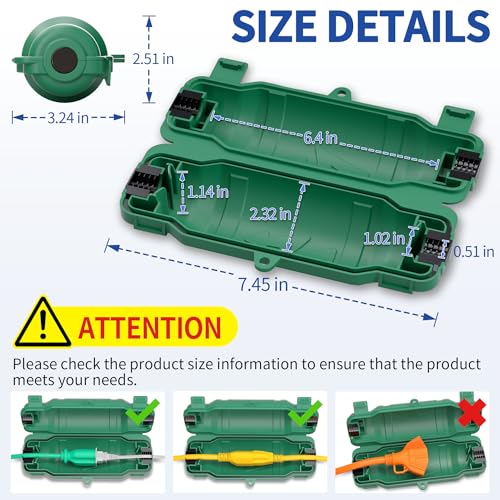 6 Pack Outdoor Extension Cord Safety Cover with Waterproof Seal IP54 Water-Resistant, Weatherproof Electrical Connection Box with 2 Latches, Plug, Socket, Holiday Decoration Light, Green - color: Green, size: 6 Pack