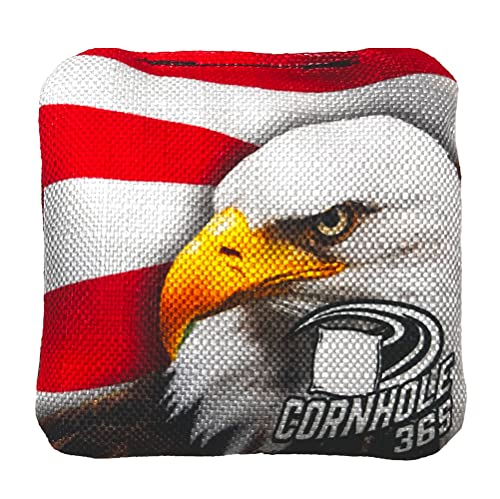 Cornhole365 Themed Cornhole Bag - All-Weather, Heavy-Duty & Durable Polyester Fabric, Resin Filling, Double-Stitched Duck Cloth - Professional Cornhole Bean Bags for Indoor & Outdoor Use - Set of 8 - color: American Eagle