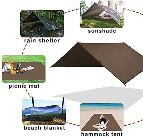 KALINCO Tent Tarp, Picnic Mat Camping Tarp Tent Hammock Tarp, pu Waterproof Camping tarp Tent Rain Fly Picnic Mat Survival Shelter Sunshade - color: Coffee, size: 10X16.5FT
