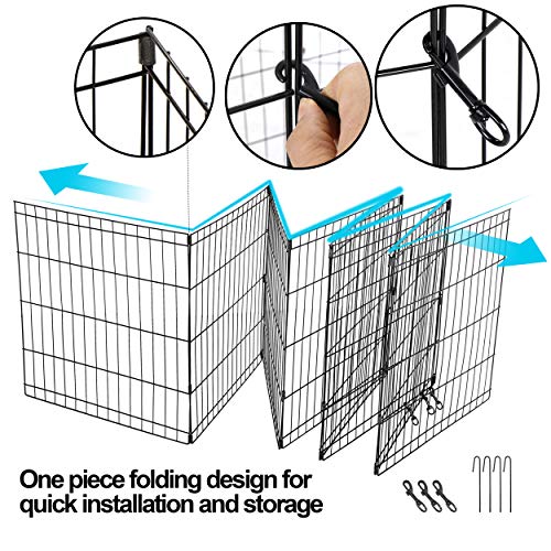 Puppy Pet Portable Folding Playpen 8 Panel Indoor Outdoor Metal Animal Exercise Dog Fence (24'' H)