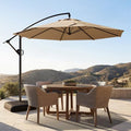 HOMSHADE 10ft Patio Umbrella with Base Included, 8-Year-Non-Fading Cantilever Umbrella with Solution-Dyed Acrylic Fabric, UPF50+ UV Protection with Easy Tilt and Crank for Pool Deck and Garden(Buff) - color: Buff