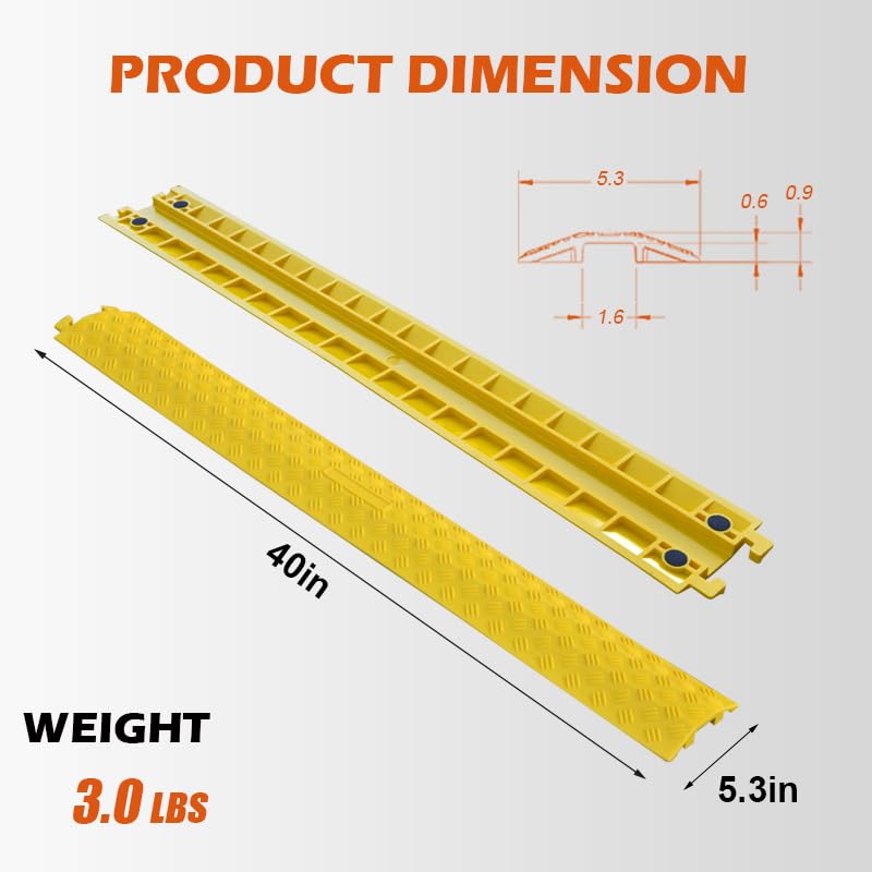 VIIBLE 2-Pack Yellow Small Drop Over Cable Ramp, 2000 lbs Capacity, Heavy Duty Protector for Hoses & Cords, Safe for High Traffic, Indoor/Outdoor Cord Concealer. - color: Yellow, size: Small