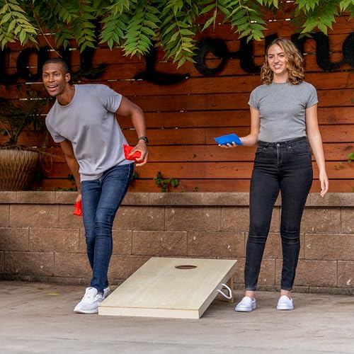 Triumph Sports 2x4 and 2x3 Solid Wood Premium Cornhole Sets - Poplar Veneer Plywood - Solid Wood Rear Legs - Interior Bag Storage - 8 Bags Included - color: 2x4 solid wood
