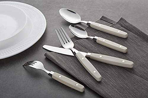 ANNOVA Silverware Set, Retro/Rivet Colorful Stainless Steel Tableware Kitchen Flatware Set Utensils, Includes Dinner Knives, Forks, Spoons, Salad Forks & Dessert Spoons (Cream, 20 Pieces) - color: Cream / White, size: 20 Pieces