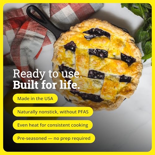 Lodge Seasoned Cast Iron Skillet 9 Inches - PFAS-Free, Non-Toxic Cookware - Use with an Oven, Stove, Grill, or Campfire - Naturally Non-Stick & Oven Safe - size: 9 Inch (1 Count)