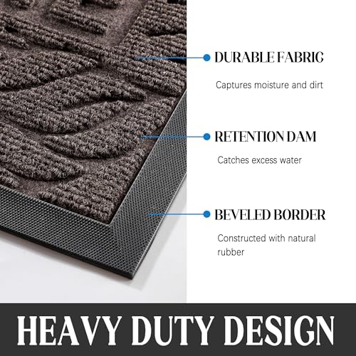 Yimobra Welcome Mat Outdoor 29.5x17, Waterproof Non-Slip Outdoor Mats for Front Door Outside Entrance, Low-Profile Entryway Mat Indoor for Garage Patio, Brown - color: Brown, size: 29.5x17 Inch