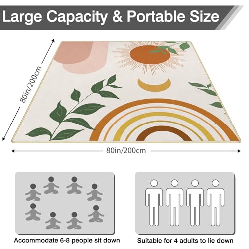 Supfitness Extra Large Picnic Blankets Waterproof Foldable (80"x 80") Boho Beach Blanket Waterproof Sandproof,3-Layer Thicking Mat Outdoor Packable Camping Blanket - color: Orange, size: 6'8" x 6'8" (Square)