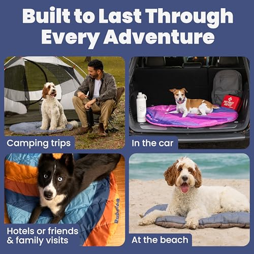 Travel Dog Bed (42" x 30")- Foldable & Packable for Travel, Road Trip, Camping– Lightweight, Water Resistant & Cozy with Soft Padding– Compact, Portable & Machine Washable– Large & Small Breeds: Grey - color: Foggy Trail