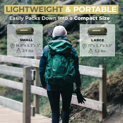 ADVOKAIR Camping Hammock with Mosquito Net Up to 500lbs, Ultralight and Portable Nylon Travel Hanging Hammock with Tree Straps, Perfect for Outside, Backpacking, Hiking and Backyard - color: Green, size: 118"L x 71"W