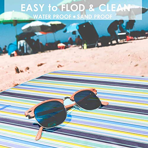GIVERARE Picnic Beach Blanket, XL Sandfree Waterproof Outdoor Camping Blanket, Quick Drying Oxford Family Mat, Portable Extra Large Picnic Mat for Travel, Hiking, Music Festival, Lawn - color: Blue