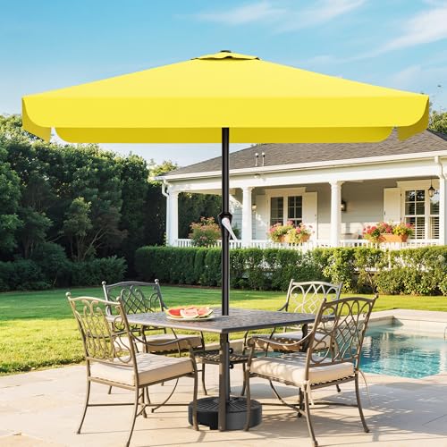 AreShark 8 X 10 FT Large Rectangular Patio Umbrella with Valance, Outdoor Table Market Umbrella w/Crank & 8 Ribs, Rectangle Outdoor Umbrellas for Garden, Deck, Yard and Poolside, Yellow - color: Yellow, size: 8x10 FT