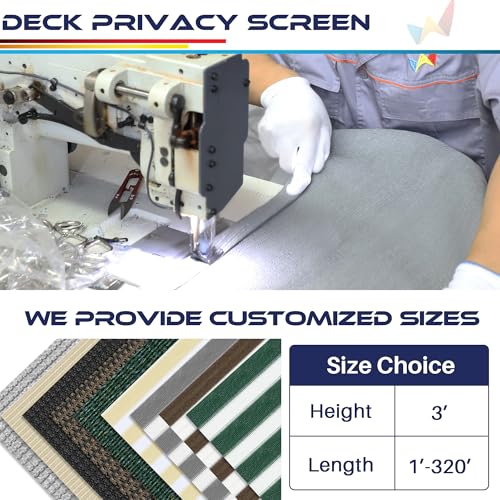 Windscreen4less 3'x12' Deck Balcony Privacy Screen Fence Apartment Balcony Mesh Screen with Zip Ties Chain Link Fence Cover UV Protection for Outdoor Patio Backyard Pool Porch Railing, Grey