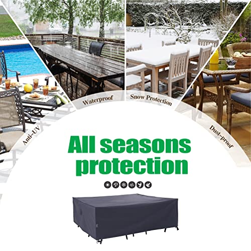 F&J Outdoors Patio Furniture Covers Waterproof UV Resistant Rip-stop Fabric Outdoor Furniture Cover, Grey, 84"Wx84"Dx27.5"H - size: 84"(W)x84"(D)x27.5"(H)