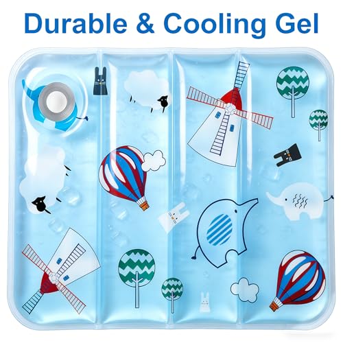 Water Fillable Pet Cooling Mat Pressure-Activated Gel Pad for Dogs & Cats, Scratch-Resistant Summer Cooling Bed (Dream Windmill (Blue), Small) - color: Dream Windmill (Blue), size: Small