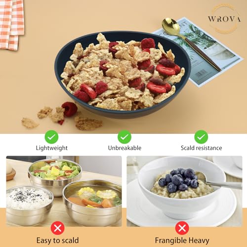 Wrova 65oz Large Salad Bowls Black - Wheat Straw Salad bowls Set of 4 - Unbreakable Salad Bowls Dishware & Microwave Safe - BPA Free Bowls for kitchen,camping - color: Black, size: 4 Pack