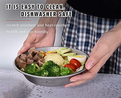 iBasingo Titanium Camping Bowl 174mm Deep Ultralight Backcountry Dining Bowl for Backpackers | 67g Fireproof Cookware | Boil Water Directly Over Flame (Ø174x130x37mm) Ti1112T - color: Bowl-Ti1112T