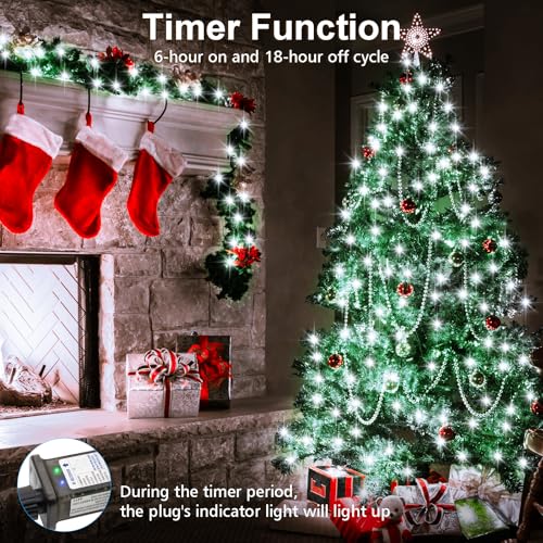 2 Pack Fairy String Lights Plug in 33Ft 100 LED, IP68 Waterproof Christmas Tree Light with Remote Timer Christmas Lights with 8 Modes Dimmable Twinkle Lights for Xmas Indoor Decor (Cool White) - color: Cool White
