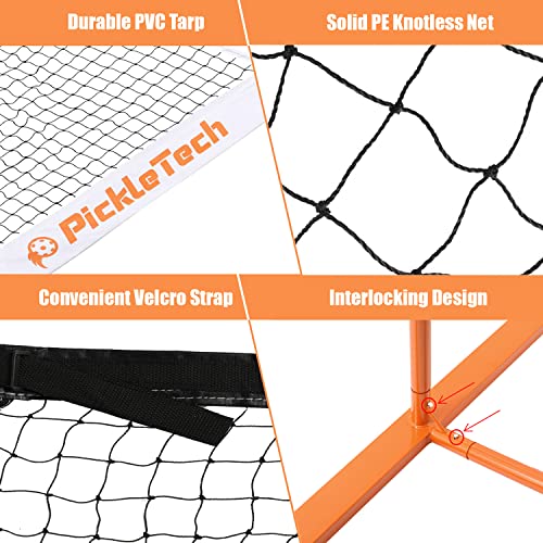 PICKLETECH 4.0 Slim Version Portable Pickleball Nets Outdoor Game 22 FT Pickleball Net-USAPA Regulation Size-Pickle Ball Net System with Carrying Bag for Driveway - color: Orange, size: 22ft-4.0slim
