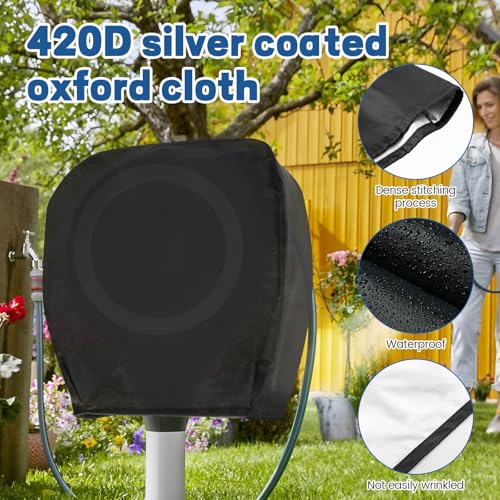 Hose Reel Cover Retractable, Wall Mounted Hose Reel Cover with Storage Bag Waterproof Sun Proof Hose Protector Reusable Covers for Outdoor Yard Lawn Accessory