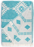 Bersuse 100% Cotton Belize XL Throw Blanket Turkish Towel Beach Blanket - Beach Camping Essentials - 75x90 Inches, Aqua - color: Aqua
