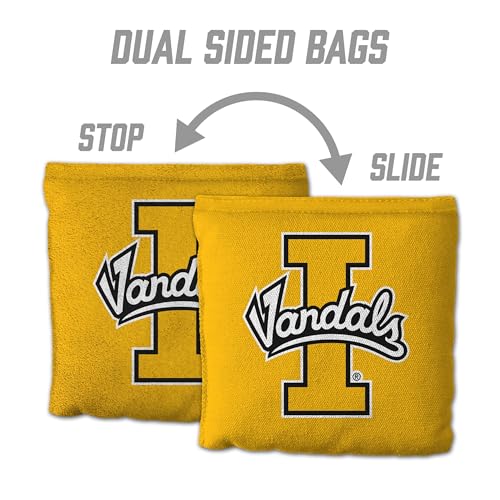 YouTheFan Officially-Licensed NCAA Set of 8 Cornhole Bags - All Weather Dual Sided Slide & Stop - Regulation Size with Carry case - color: Idaho Vandals