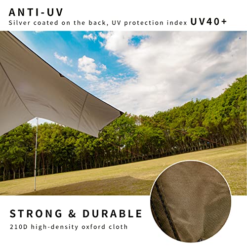 Unigear Hexagon Hammock Rain Fly,15x14FT/12x10FT Multifunctional Waterproof Camping Tarp,Lightweight and Compact Tent Tarp for Backpacking, Hiking, Traveling - color: Brown, size: 15 x 14 ft