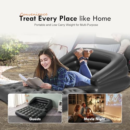 DIMAR GARDEN Inflatable Couch Blow Up Mattress,Outdoor Air Sofa Bed for Camping, Full Size - size: Full