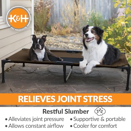 K&H Pet Products Outdoor Elevated Dog Cot, Breathable Cooling Elevated Cot Hammock Pet Bed for XL Dogs, Washable Mesh Cover, Raised Metal Frame, Collapsible, Portable - Extra-Large 50 X 32 Chocolate - color: Chocolate/Black Mesh, size: X-Large 50"L x 32"W