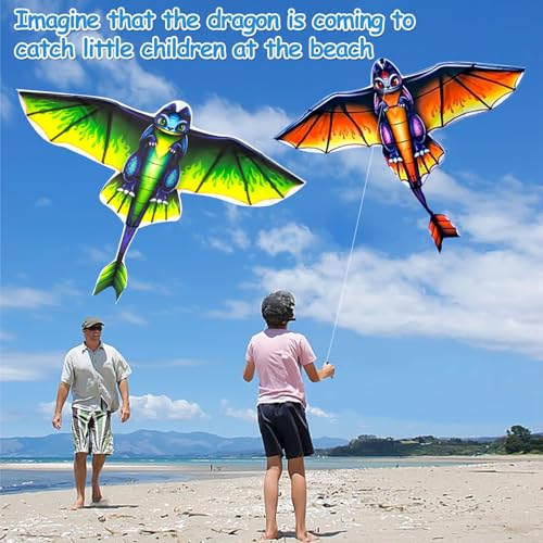2 Pack Patriotic Eagle & Dragon & Butterfly Kite for Kids and Adults, Easy to Fly Huge Kites for Kids Ages 4-8 8-12 with 328FT String for Beach Park Easter Gift Outdoor Games and Activities - style: 2 Pack Dragon Kites