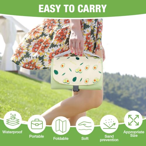 Ainiv Picnic Blanket, Waterproof Beach Blanket with Carry Handle, Foldable Portable Washable Beach Mat Sand-Free, Outdoor Mat in Green for 4-5 People for Camping, Picnic, BBQ - 83 x 87 inches - size: 83 x 87 inches (L for 4-5 People)