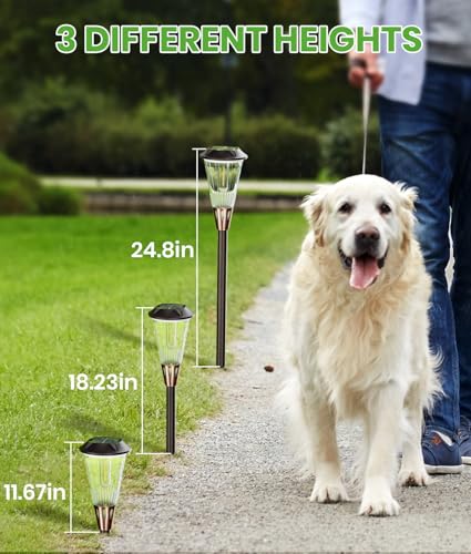 BITPOTT Bright Solar Lights Outdoor 6 Pack, 2-in-1 Warm&Cool Solar Pathway Lights Waterproof IP65, Auto On/Off Outdoor Light for Path Walkway Driveway Lawn - size: 6 Pack