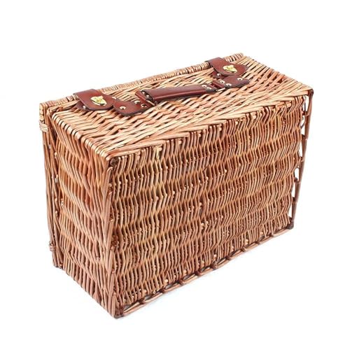 4-Person Handmade Wicker Picnic Basket Set, with Insulated Cooler Compartment, Complete Cutlery Kit, for Outdoor Parties, Picnics, Beach Trips
