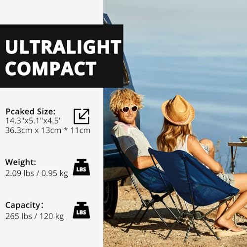 CAMEL CROWN Camping Chair Heavy Duty Backpacking Chair - Ultra-Light Folding Chair with Carry Bag, Portable Compact for Outdoor, Lawn, Hiking, Beach, Picnic - color: Navy Blue, size: 1 Pack