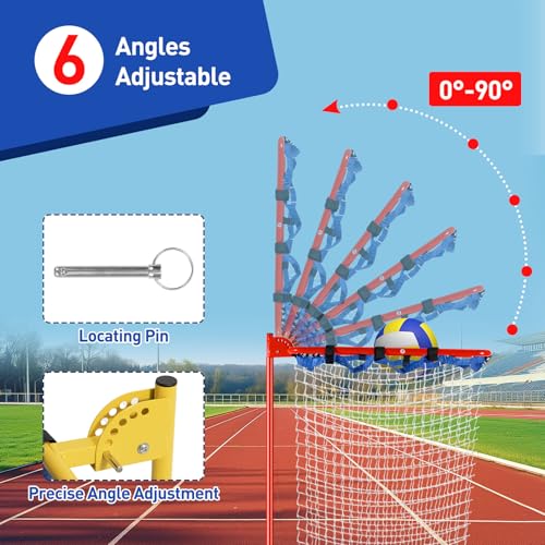 Volleyball Setter Training Equipment 8 Adjustable Heights,Sturdy and Durable 130inch Volleyball Setter Training Net 6 Adjustable Angles for Indoor and Outdoor Training - color: Red