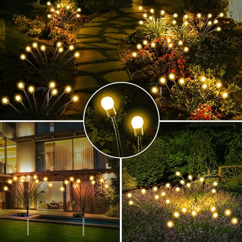 10-Pack Solar Garden Lights, 80 LED Solar Lights Outdoor for Garden Decor, Waterproof Firefly Light Outdoor (Sway by Wind), Swaying Light for Outside Yard Pathway Landscape Decorations (Warm White) - color: Warm White, size: 10 Pack