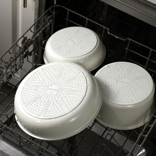 CAROTE 18Pcs Ceramic Cookware Set with Detachable Handle, Pots and Pans Set Non Stick, Non Toxic Kitchen Cooking Sets with Stand-Up Lid, PFAS and PFOA Free, Oven Safe, Induction Ready, Cream White - color: White