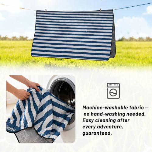 Large Picnic Blanket 80"x80" – Extra Large Waterproof Sandproof Outdoor Blanket for Beach, Grass, Park, Lawn, Camping, Wedding Registry Gift, Foldable & Portable Mat for Family Travel - color: Chatham Blue