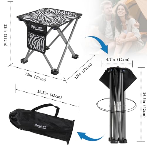 Roptat Portable Folding Compact Lightweight Camping Stool Seat for Camping Fishing Hiking Gardening Outdoor Walking Backpacking Travelling and Beach with Carry Bag (Zebra) - color: Zebra