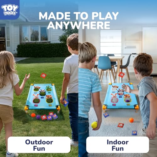 TOY Life Bean Bag Toss Game, Carnival Party Games, Cornhole Set for Kids Outdoor Games, Outside Toys for Kids Ages 4-8, Yard Outdoor Toys for Toddlers 3-5, Gifts for 3 4 5 6 7 Year Old Girls & Boys - color: Blue Animal