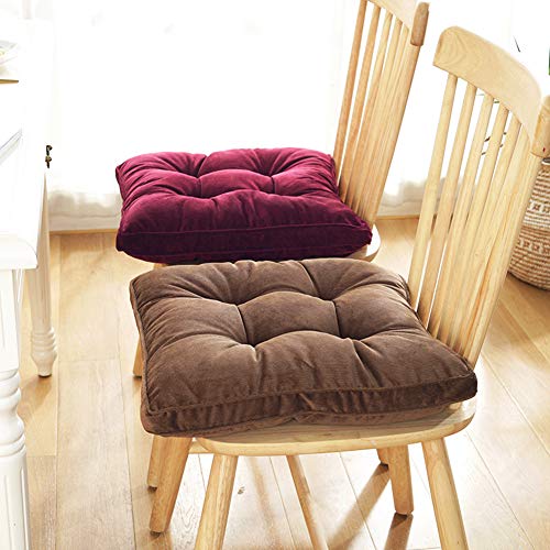 Furlide Chair Pads with Ties Indoor Outdoor Cushions 18 x 18 Inch for Dining Chairs Set of 2, Square Coffee - color: Coffee