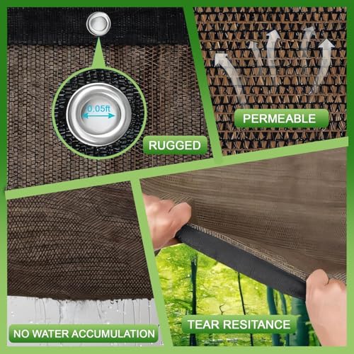 90% Sun Shade Cloth with Grommets, 3.3 X 10 FT Pergola Shade Cover, Mesh Tarp Sun Screen for Patio, Outdoor, Garden, Backyard - color: Mocha, size: 3.3 X 10 Ft