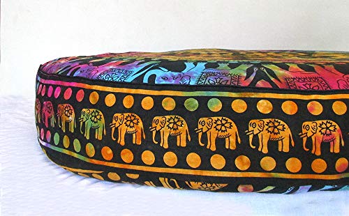 ICC Large Hippie Mandala Round Floor Pillow Cover Ottoman Pouf Cover Daybed Oversized Cotton Cushion Cover with Heavy Duty Zipper Seating Ottoman Poufs Dog-Pets Bed (Multi UP Elephant, 35" Round) - color: Multi Up Elephant, size: 35" x 35" (Pack of 1)
